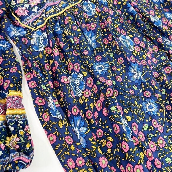 R. Vivimos Dress Womens 2XL Multi-Color Floral Print Long-Sleeve Midi A-Line - Picture 9 of 10